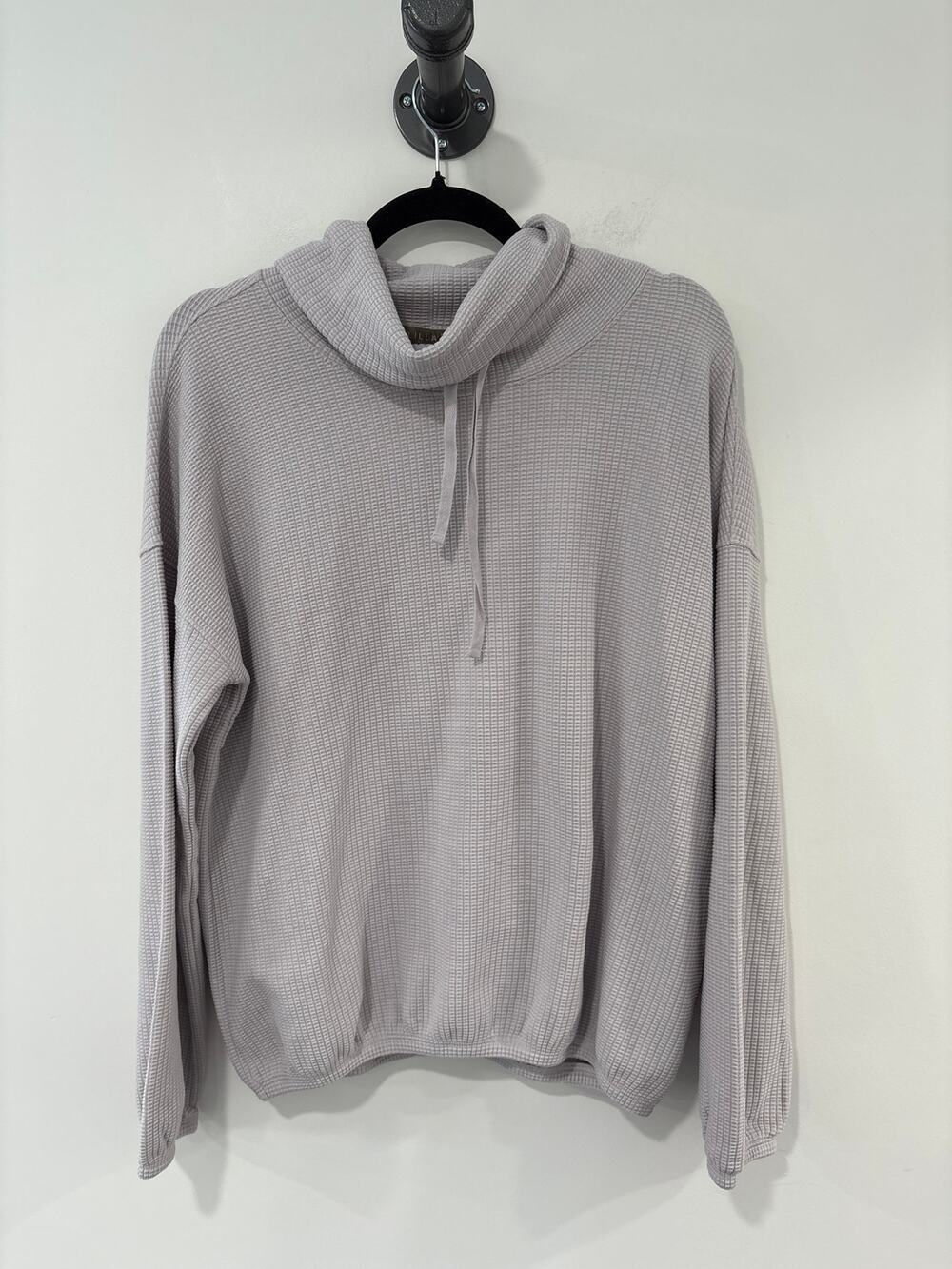 Lilla P Waffle Knit Cowl Neck Pullover Lilac Lavender Size M